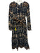 Cleobella Size L Black & Brown Cotton Printed Long Sleeve Maxi Tie Belt Dress Black & Brown / L