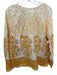 Cynthia Rowley Size M Cream & Orange Cotton Tie Front Printed Long Sleeve Top Cream & Orange / M