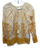 Cynthia Rowley Size M Cream & Orange Cotton Tie Front Printed Long Sleeve Top Cream & Orange / M