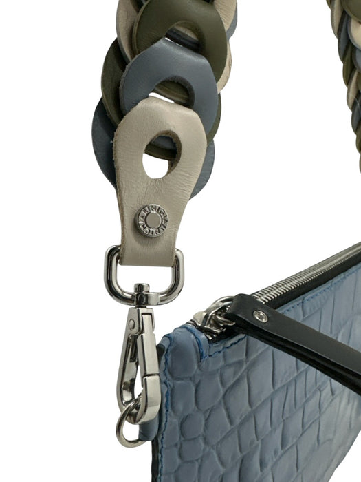 Gianni Chiarini Blue & Multi Leather Croc Embossed Crossbody Zip closure Bag Blue & Multi / S