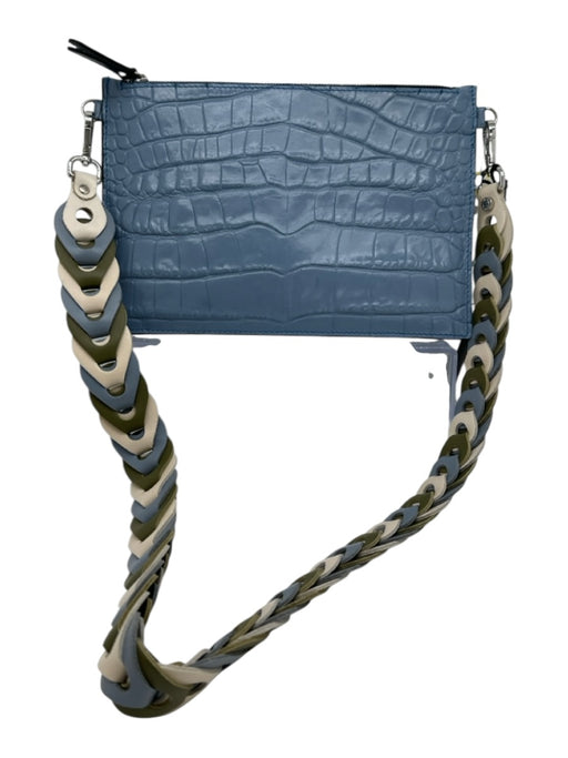 Gianni Chiarini Blue & Multi Leather Croc Embossed Crossbody Zip closure Bag Blue & Multi / S
