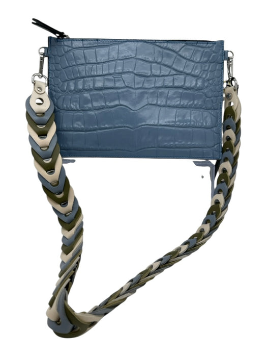 Gianni Chiarini Blue & Multi Leather Croc Embossed Crossbody Zip closure Bag Blue & Multi / S