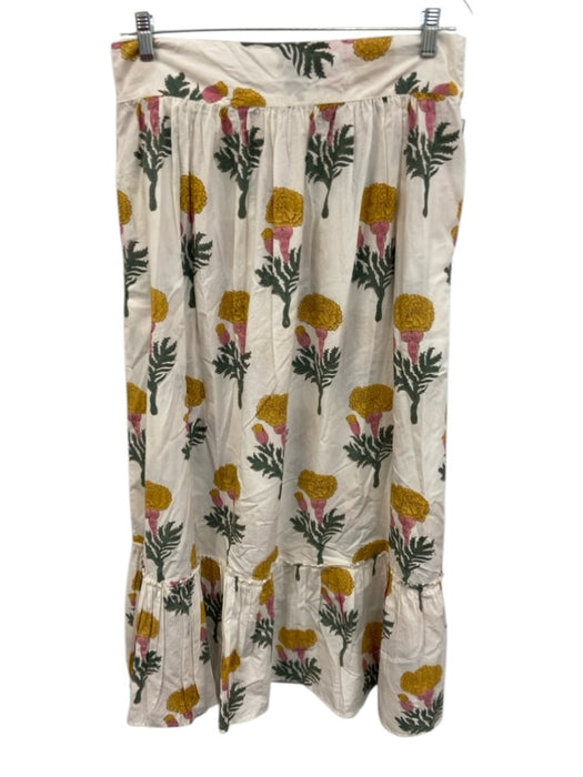 Marea Size L/XL Yellow, Green, Pink Cotton Short Puff Sleeve Crop Skirt Set Yellow, Green, Pink / L/XL
