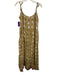 Marea Size M Pea Green & White Cotton Spaghetti Strap Floral Print Buttons Dress Pea Green & White / M