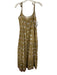Marea Size M Pea Green & White Cotton Spaghetti Strap Floral Print Buttons Dress Pea Green & White / M