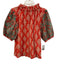 THML Size L Orange, Teal, White Cotton Puff 1/2 Sleeve Floral Print Top Orange, Teal, White / L