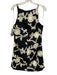 THML Size M Black & White Cotton Sleeveless Floral Applique Knee length Dress Black & White / M