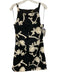 THML Size M Black & White Cotton Sleeveless Floral Applique Knee length Dress Black & White / M