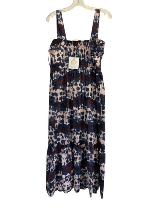 Marie Oliver Size L Blue, Pink, Red Cotton Sleeveless Tie Dye Buttons Midi Dress Blue, Pink, Red / L