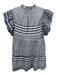 Marie Oliver Size L Navy & white Cotton Blend V Neck Check Print Mini Dress Navy & white / L