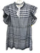 Marie Oliver Size L Navy & white Cotton Blend V Neck Check Print Mini Dress Navy & white / L