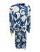 Rebecca Taylor Size XL Blue & White Tencel Wrap V Neck Long Sleeve Dress Blue & White / XL