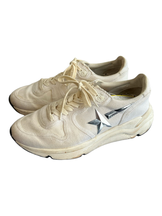 Golden Goose Shoe Size 37 White Silver Detail Round Toe Lace Up Sneaker Shoes White / 37