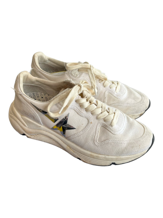 Golden Goose Shoe Size 37 White Silver Detail Round Toe Lace Up Sneaker Shoes White / 37
