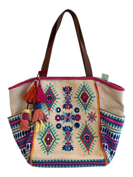 Steven Multi Cotton & Polyester 2 Handles Embroidered Tote Bag Multi / Large