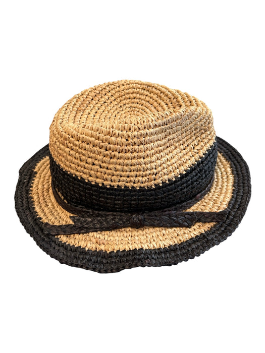 San Diego Hat Co. Tan & black Straw Soft Fedora Color Block Small Rim Hat Tan & black / One Size