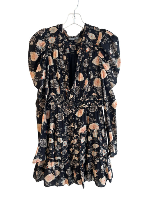 Ulla Johnson Size EST 2 Black & Multi No Fabric Tag Abstract Floral Lined Dress Black & Multi / EST 2