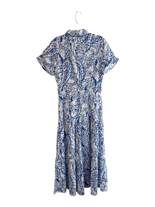 Zara Size Small Blue & White No Fabric Tag Lined Short Puff Sleeve eyelet Dress Blue & White / Small