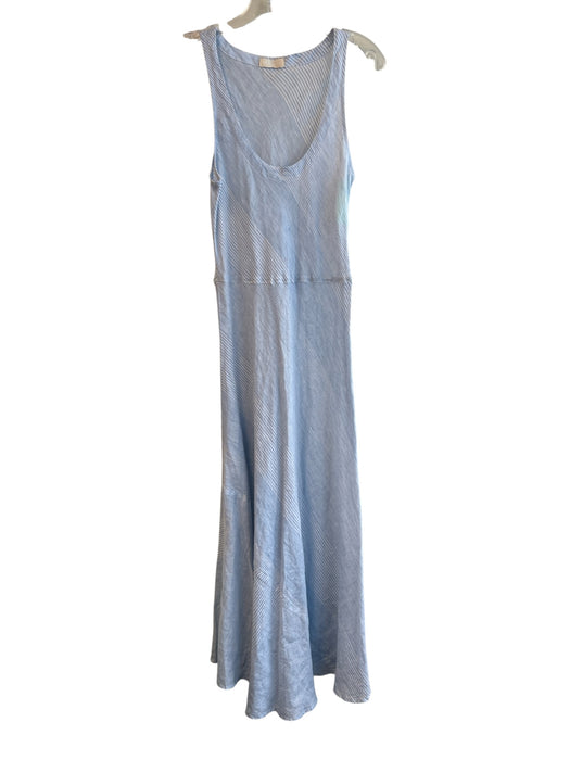 CP Shades Size XS Blue & White Linen Sleeveless Stripes Scoop Neck Maxi Dress Blue & White / XS