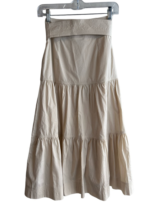 Veronica Beard Size XS Beige Prima Cotton Waist Belt Side Zip Pleated Skirt Beige / XS