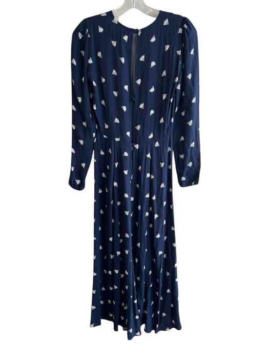 Reformation Size 2 Blue Viscose Long Sleeve Shapes Round Neck Dress Blue / 2