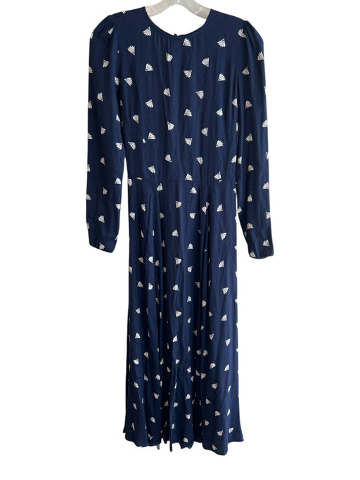 Reformation Size 2 Blue Viscose Long Sleeve Shapes Round Neck Dress Blue / 2
