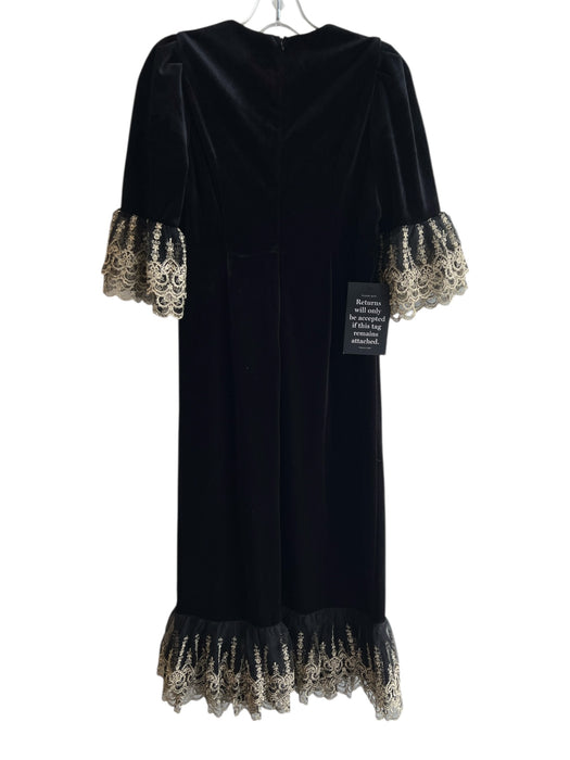 Pomander Place Size XS Black & Gold Polyester Round Neck Trim Detail Dress Black & Gold / XS