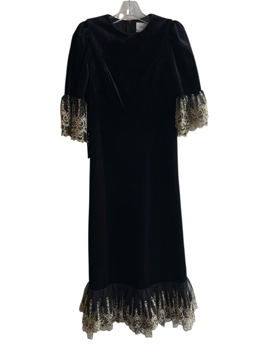Pomander Place Size XS Black & Gold Polyester Round Neck Trim Detail Dress Black & Gold / XS