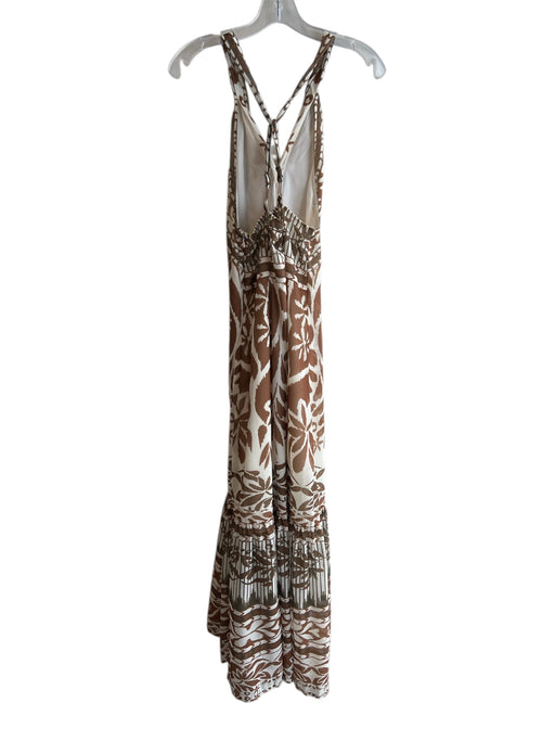 Vineet Bahl Size XS Brown & Green Polyester Sleeveless Leaf Print Side Zip Dress Brown & Green / XS