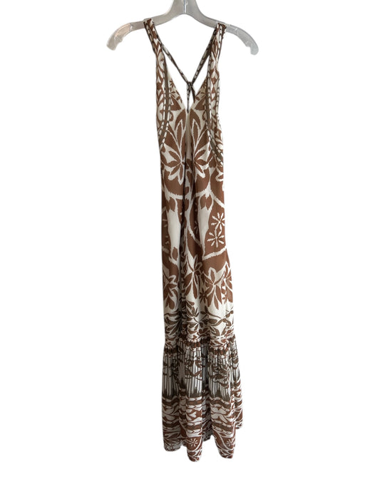 Vineet Bahl Size XS Brown & Green Polyester Sleeveless Leaf Print Side Zip Dress Brown & Green / XS