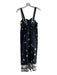 Zara Size S Black Cotton Sleeveless Flower Detail Square Neck Side Zip Dress Black / S