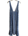 L Space Size S Blue & White Rayon Sleeveless Striped V Neck & Back Dress Blue & White / S