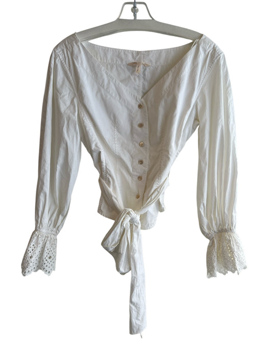 Rebecca Taylor Size 0 White 100% Cotton Long Sleeve Off the Shoulder Top White / 0