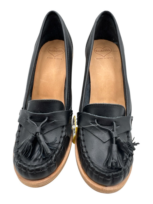 Hasbeens Shoe Size 37 Black & Tan Leather Stacked Heel Loafer Tassel Pumps Black & Tan / 37