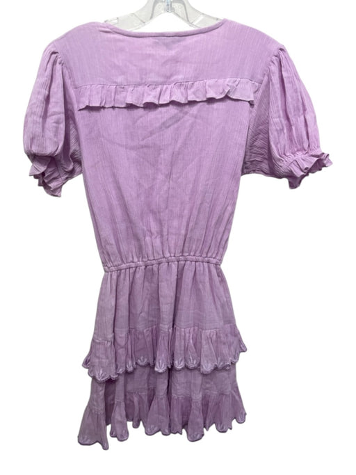 Karina Grimaldi Size S Purple Cotton Short Sleeve Tiered Ruffle Dress Purple / S