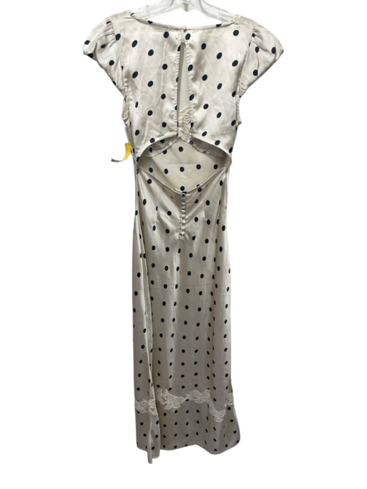 Free People Size XS Beige & Black Polyester Crochet Lace Butterflies Dress Beige & Black / XS
