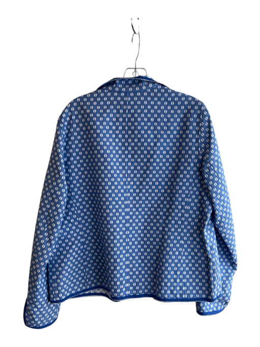 Nina Mclemore Size 12 Blue & White Cotton All Over Print Long Sleeve Jacket Blue & White / 12