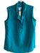 Oscar de la Renta Size 12 Teal Silk High Neck Sleeveless Neck Tie Top Teal / 12