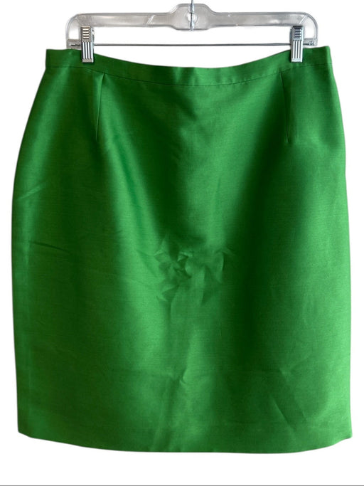 Oscar de la Renta Size 14 Green Cotton & Silk Back Zip Pencil Skirt Skirt Green / 14