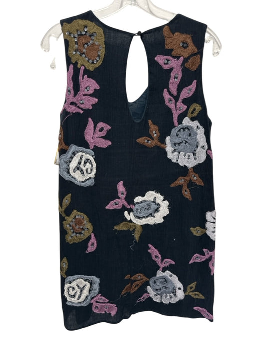 Free People Size S/P Black, Purple & Multi Cotton Sleeveless Sequin Dress Black, Purple & Multi / S/P