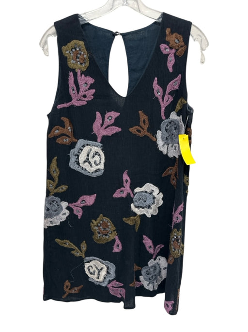Free People Size S/P Black, Purple & Multi Cotton Sleeveless Sequin Dress Black, Purple & Multi / S/P
