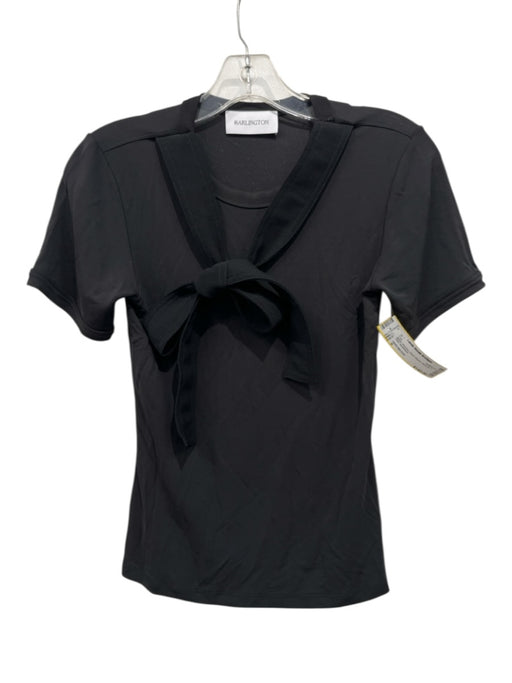 16ARLINGTON Size 6 Black Viscose Short Sleeve neck tie T Shirt Top Black / 6