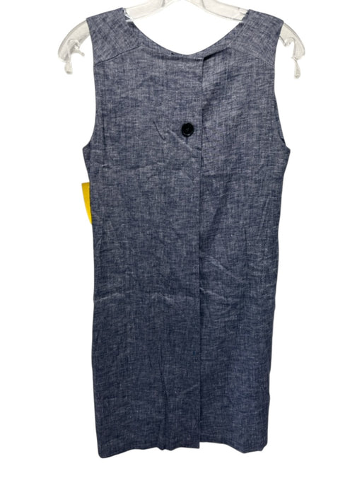 Theory Size 2 Navy & white Linen Blend Heathered Sleeveless Shift Pocket Dress Navy & white / 2