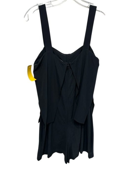Theory Size 4 Black Silk Shoulder Straps Fold Over Pockets Romper Black / 4