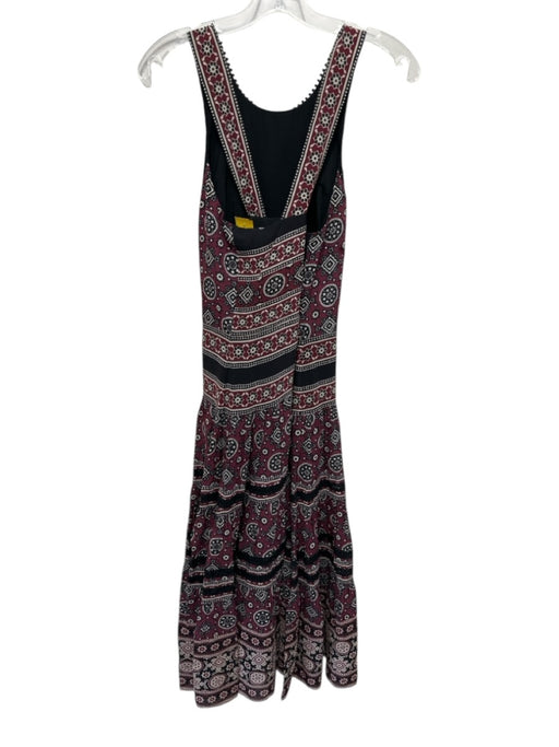 Sea New York Size 2 Burgundy, Black & Cream Silk Sleeveless Ladder Lace Dress Burgundy, Black & Cream / 2