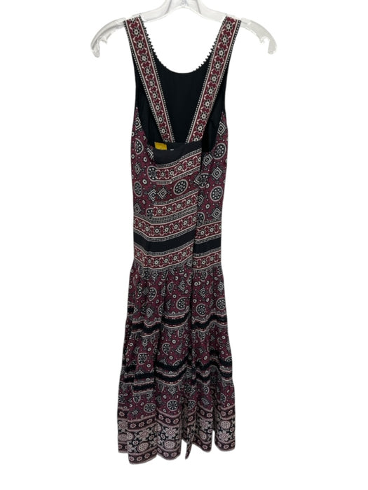 Sea New York Size 2 Burgundy, Black & Cream Silk Sleeveless Ladder Lace Dress Burgundy, Black & Cream / 2