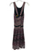 Sea New York Size 2 Burgundy, Black & Cream Silk Sleeveless Ladder Lace Dress Burgundy, Black & Cream / 2