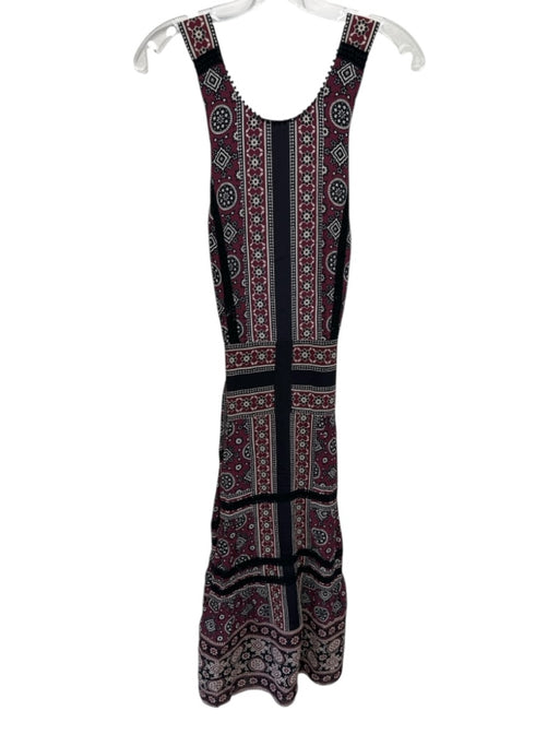 Sea New York Size 2 Burgundy, Black & Cream Silk Sleeveless Ladder Lace Dress Burgundy, Black & Cream / 2