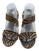 Pedro Garcia Shoe Size 38 Tan & black Suede Round Toe Zebra Kitten Heel Sandals Tan & black / 38
