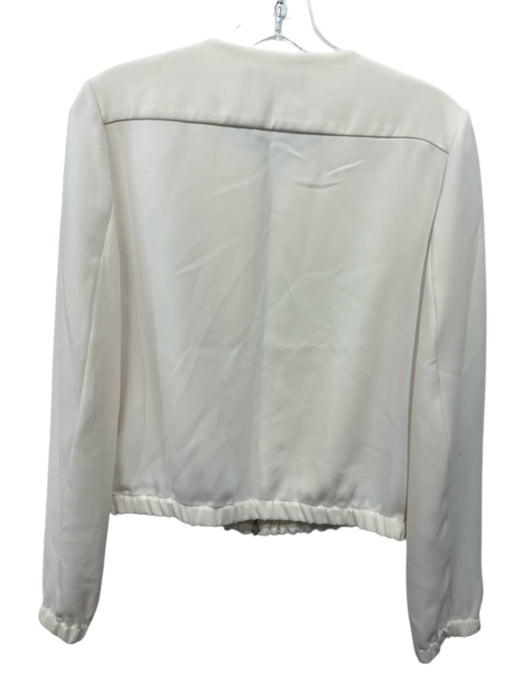 Theory Size 2 Off White Triacetate Zip Front Pockets Elastic Waist Jacket Off White / 2